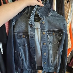 Celebrity pink blue jean jacket